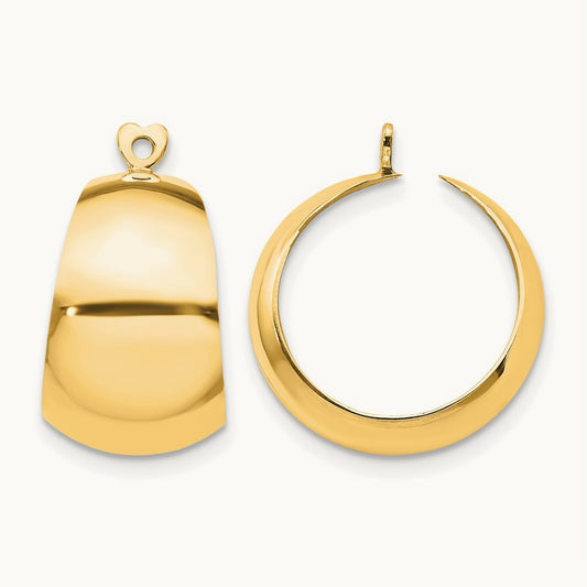 Polished Hoop Earring Jackets — 14K Yellow Gold, 20mm