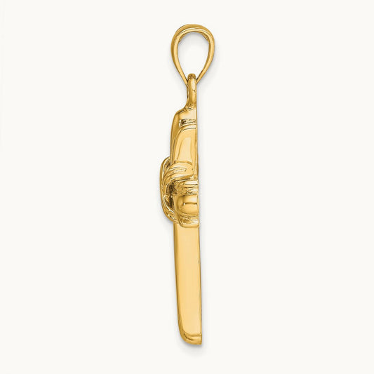 Polished Cross X Center Charm, 14K