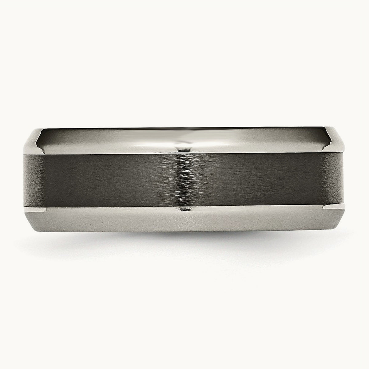 Polished with Black Ceramic Center Beveled Band — photo set