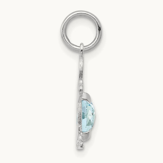 Boy 6x4 Oval Genuine Aquamarine-March, 14K White Gold