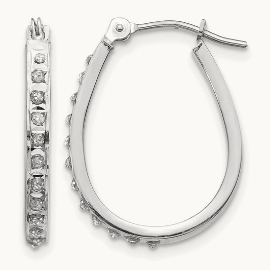 WG Diamond Fascination Daimond Dust/Accent Oval Hoop Earrings, 14K