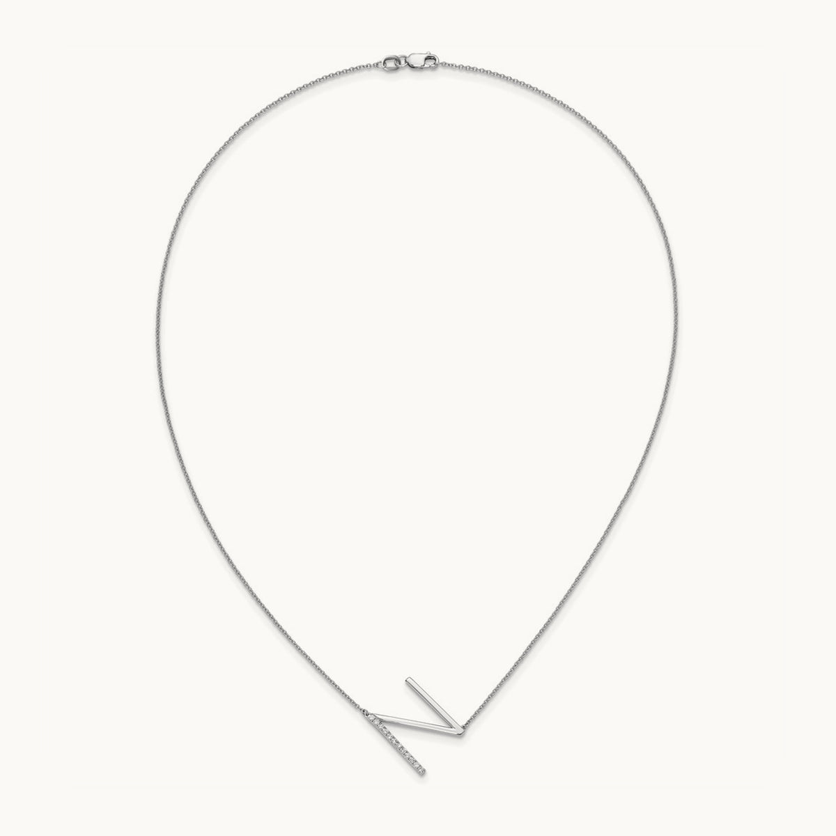 Sideways Diamond Necklace — 14K White Gold, N