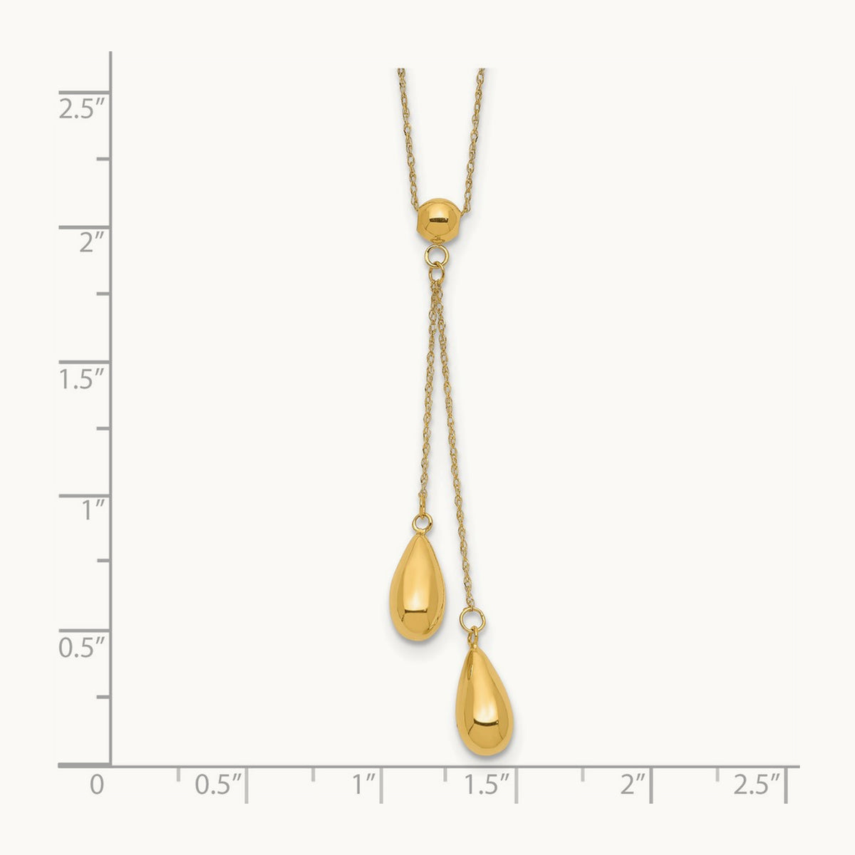 Polished Dangle Bead Necklace, 14K