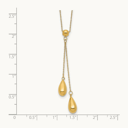 Polished Dangle Bead Necklace, 14K