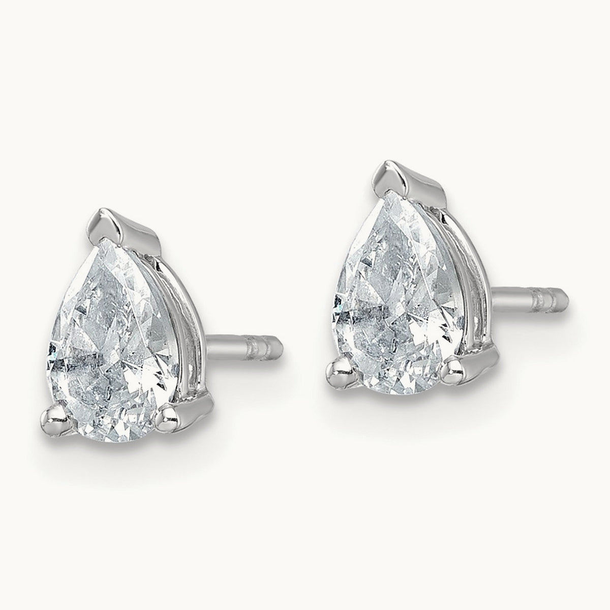 Pear 3 Prong Stud Earrings, 0.50-6.00 ct tw Lab-Grown Diamond — 1 ct, 14K White Gold