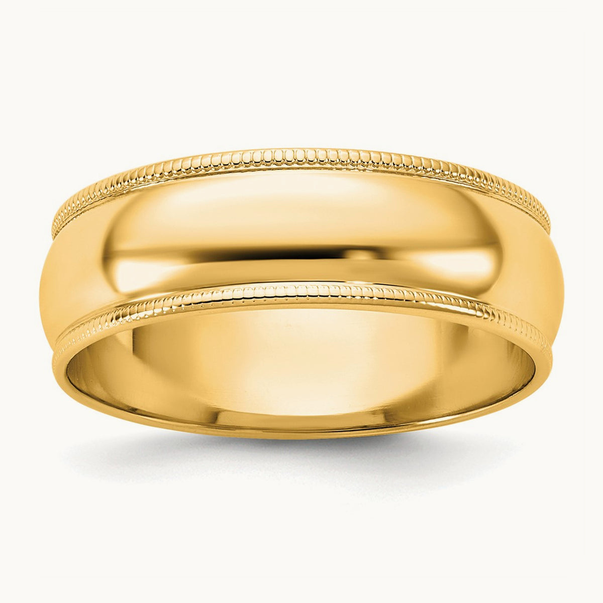 Lightweight Milgrain Half Round Band — 14K Yellow Gold, 6mm