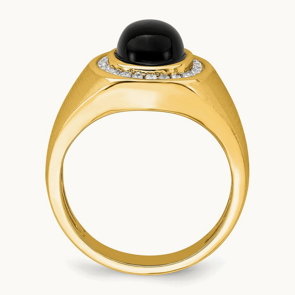 Oval Onyx Men's Ring, 0.25 ct tw Lab-Grown Diamond