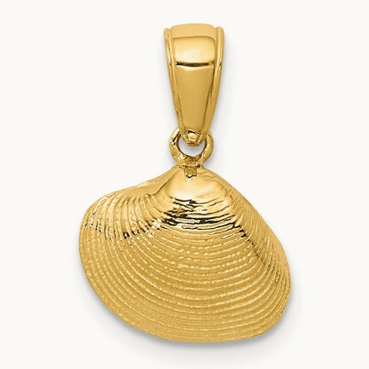Small Clam Shell Pendant — 14K Yellow Gold