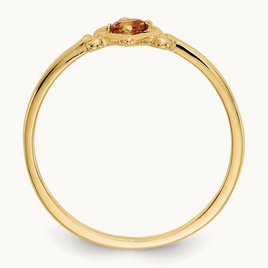 Citrine Birthstone Heart Ring — 14K Yellow Gold, 7