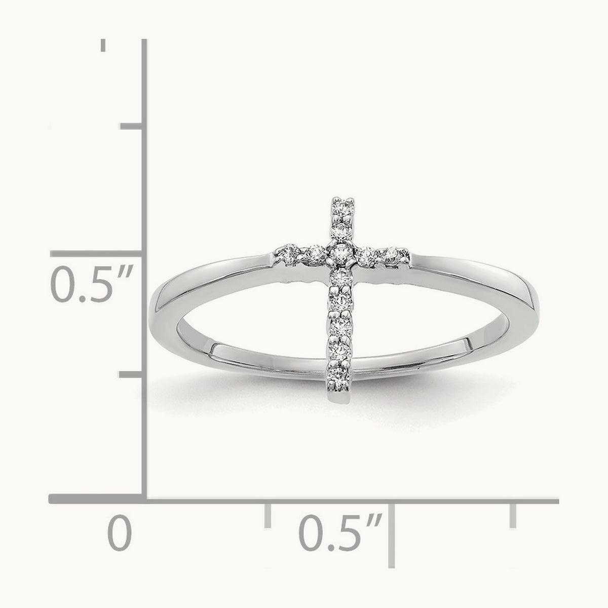 Diamond Cross Ring — 14K White Gold
