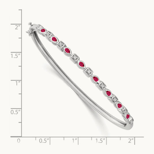 Ruby and Diamond Bangle — 14K White Gold