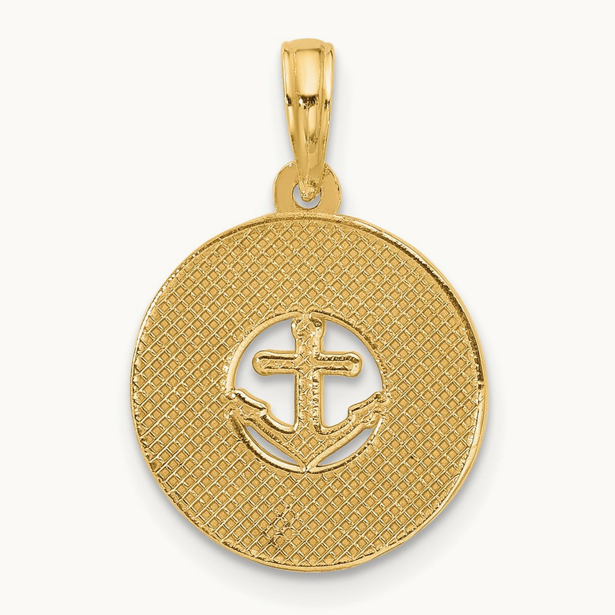 Polished Anchor and Stars Charm, 14K