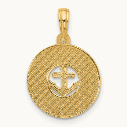 Polished Anchor and Stars Charm, 14K
