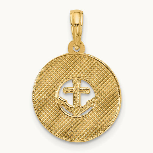 Polished Anchor and Stars Charm, 14K