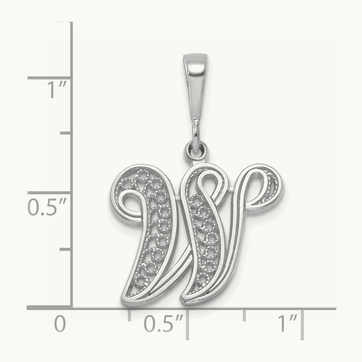 Solid Polished Script Filigree Initial Pendant — W