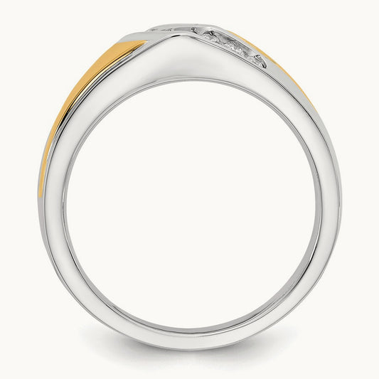 Diamond Mens Ring, 14K Two-tone Gold