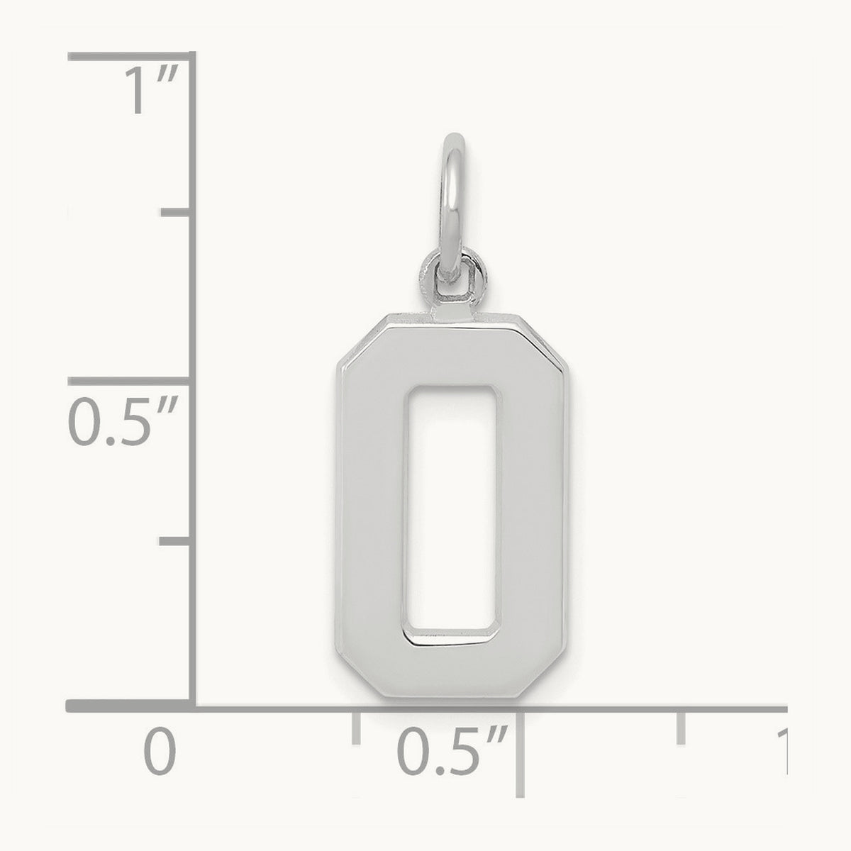 Medium Polished Number 0 Charm, 14K White Gold