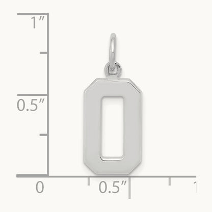 Medium Polished Number 0 Charm, 14K White Gold