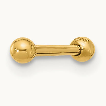 16 Gauge Polished Ball Bar Labret Stud, 2.5mm, 14K