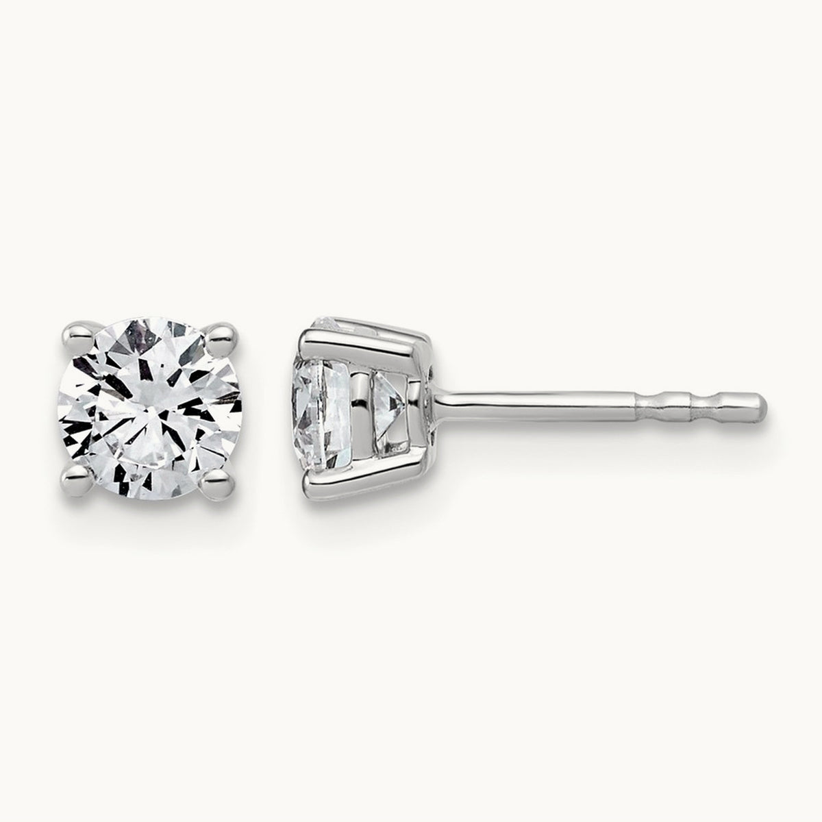Round Lightweight Earrings, 0.25-6.00 ct tw Lab-Grown Diamond — 1 ct, 14K White Gold