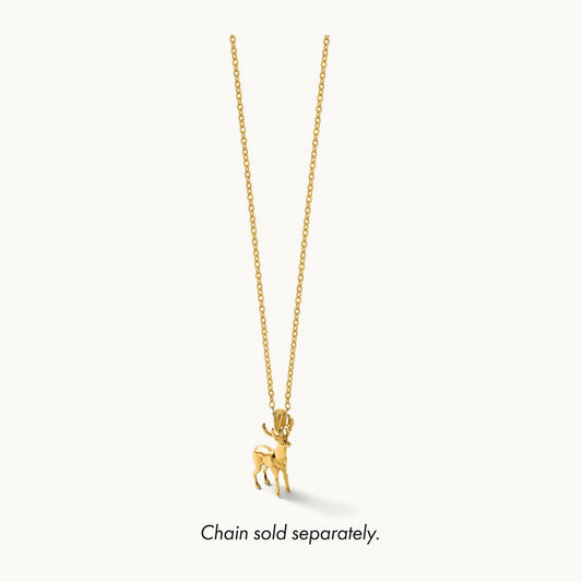 Polished 3-D Reindeer Charm, 14K