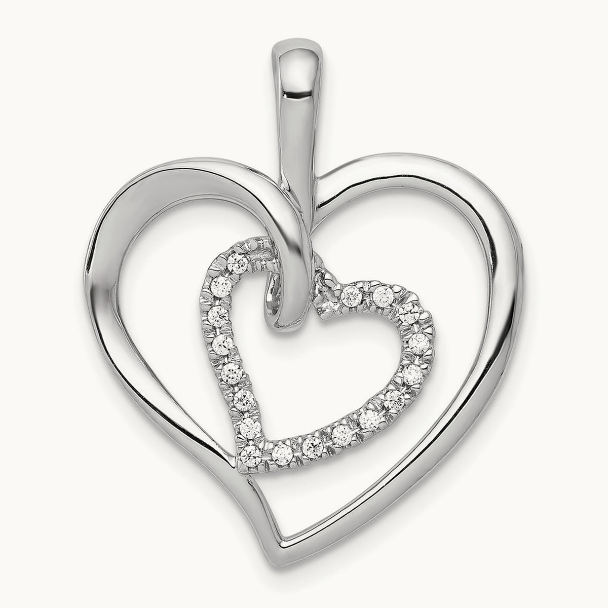 1/10ct. Diamond Double Heart Pendant — photo set