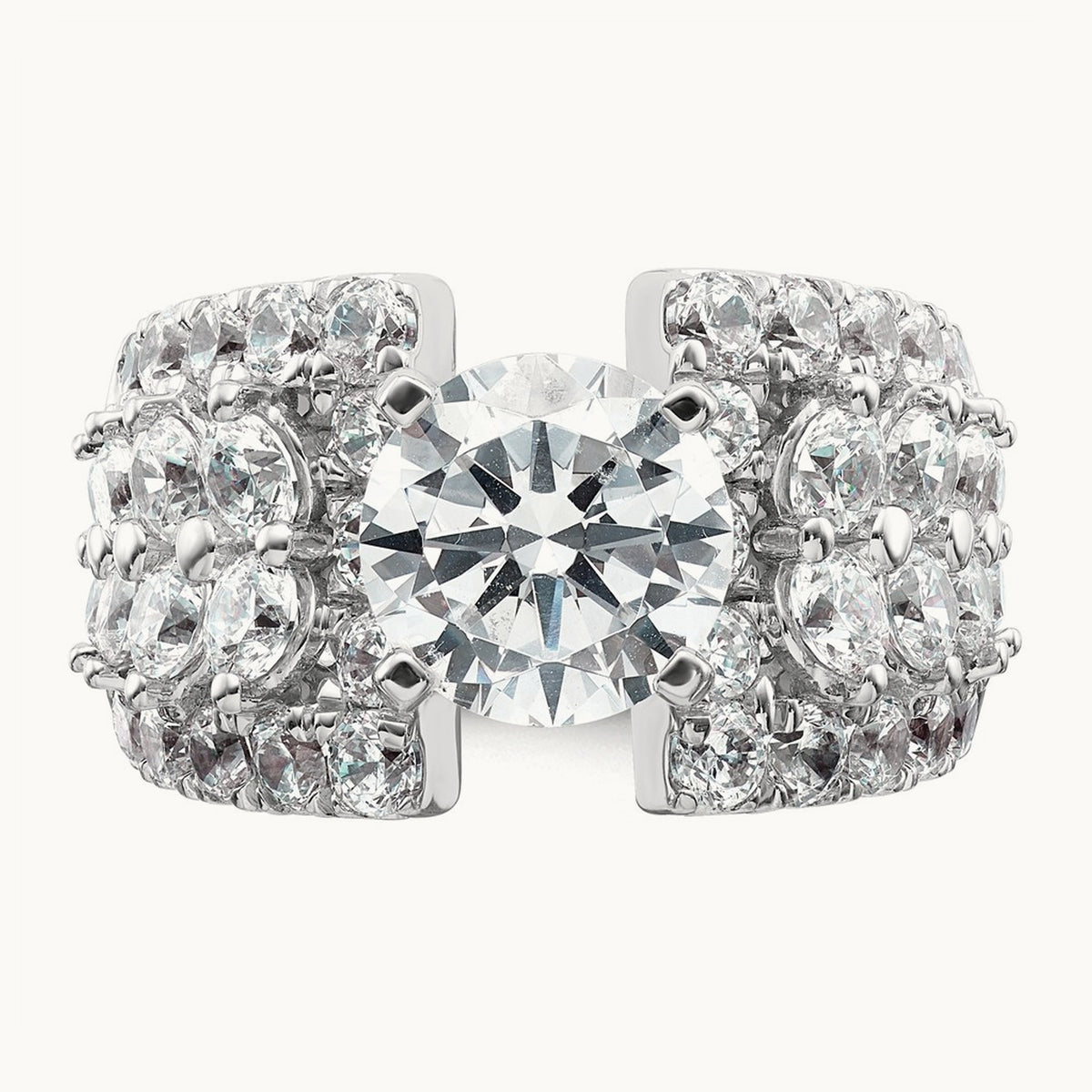 Round Engagement Ring, 6.25 ct tw Lab-Grown Diamond — 14K White Gold