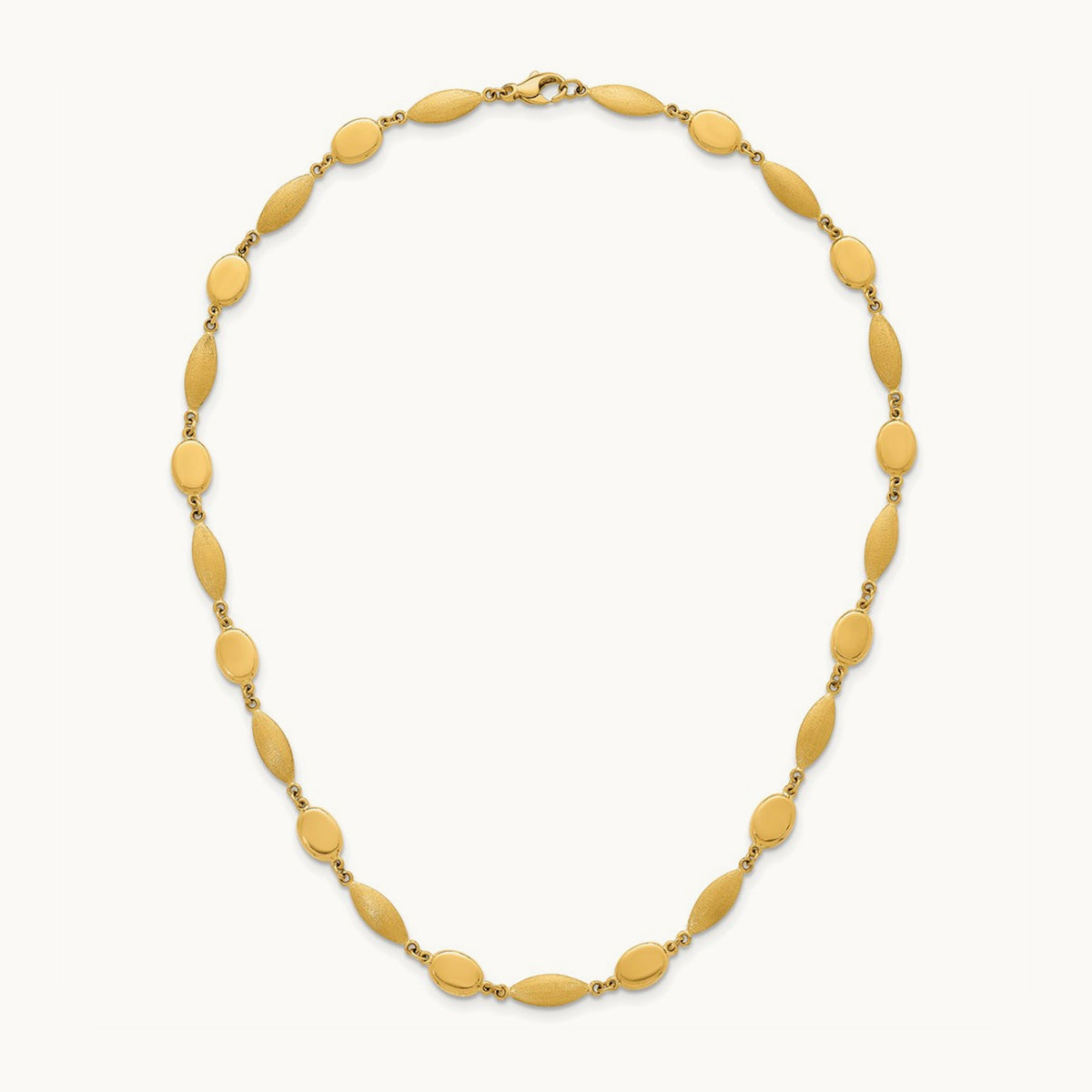 Polished And Brushed Fancy Link Necklace, 7.5mm, 14K
