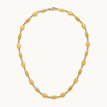 Polished And Brushed Fancy Link Necklace, 7.5mm, 14K