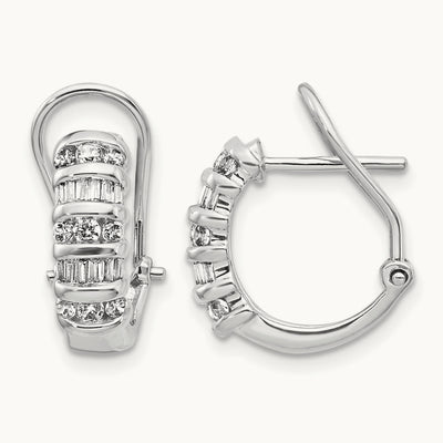 Diamond Omega Back Hoop Earrings — 14K White Gold