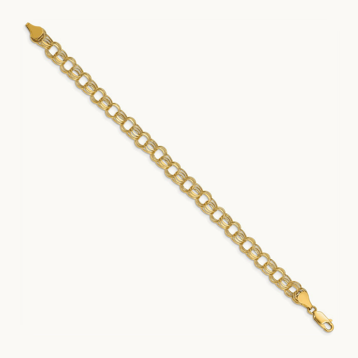 Lite Triple Link Charm Bracelet — 14K Yellow Gold, 7mm