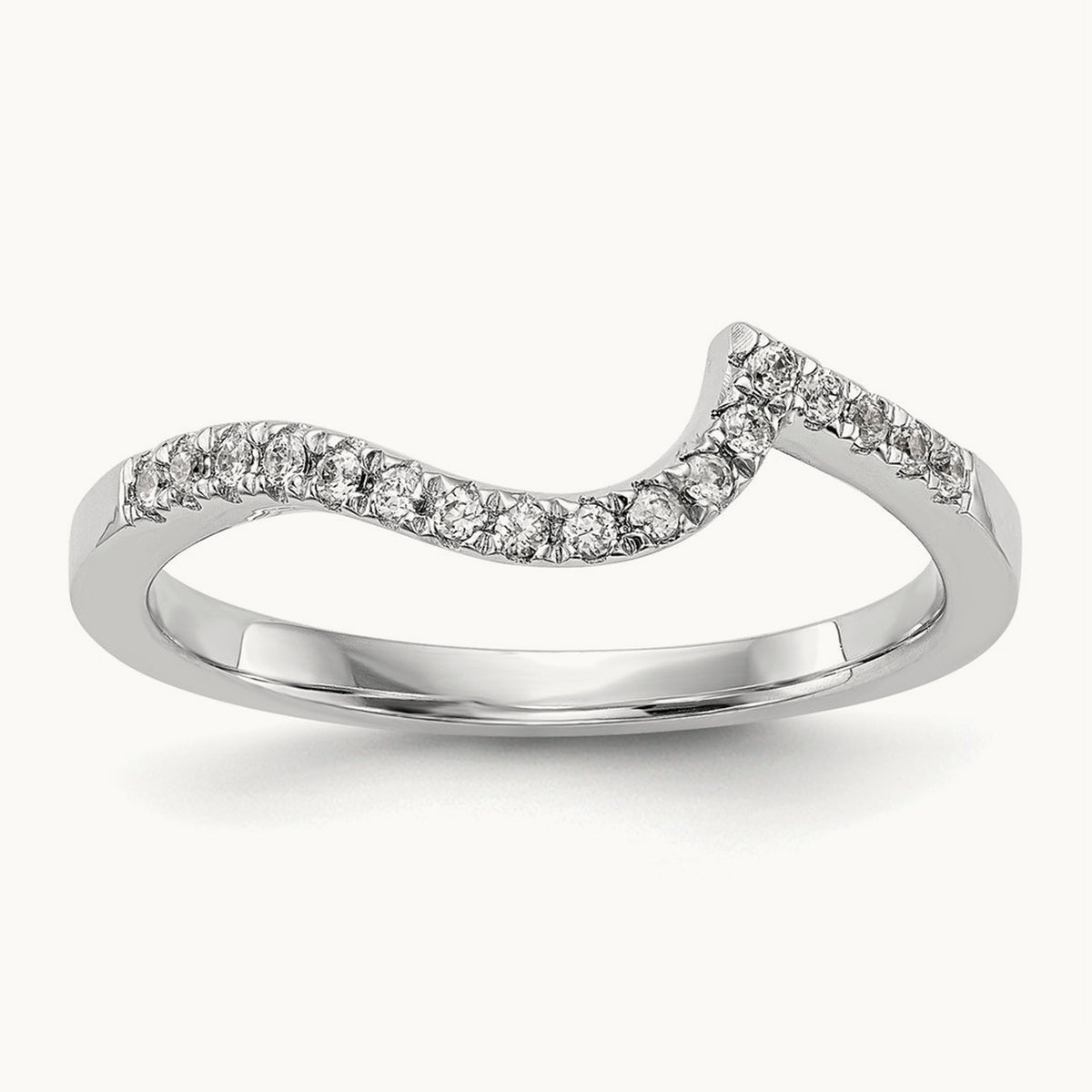 Diamond Contoured Wedding Band, 14K White Gold