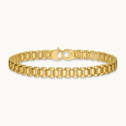 Polished and Brushed 8in Fancy Link Bracelet, 14K