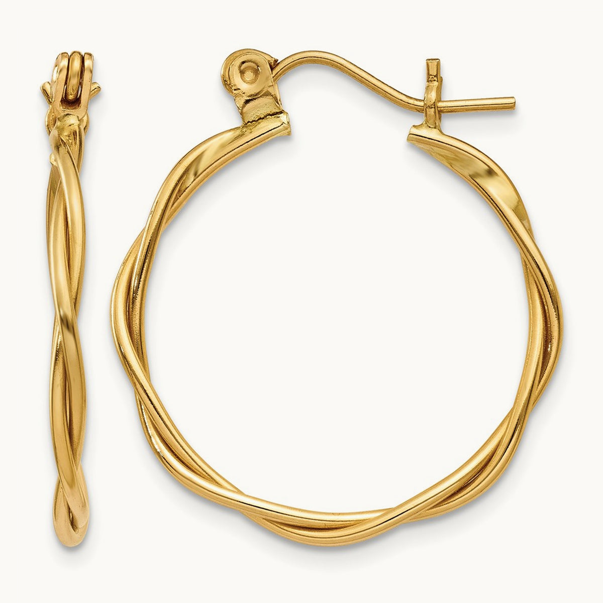 Polished Twisted Circle Hoop Earrings, 14K