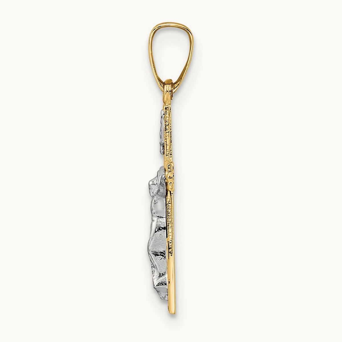 Polished Solid INRI Crucifix Pendant — 24.2mm