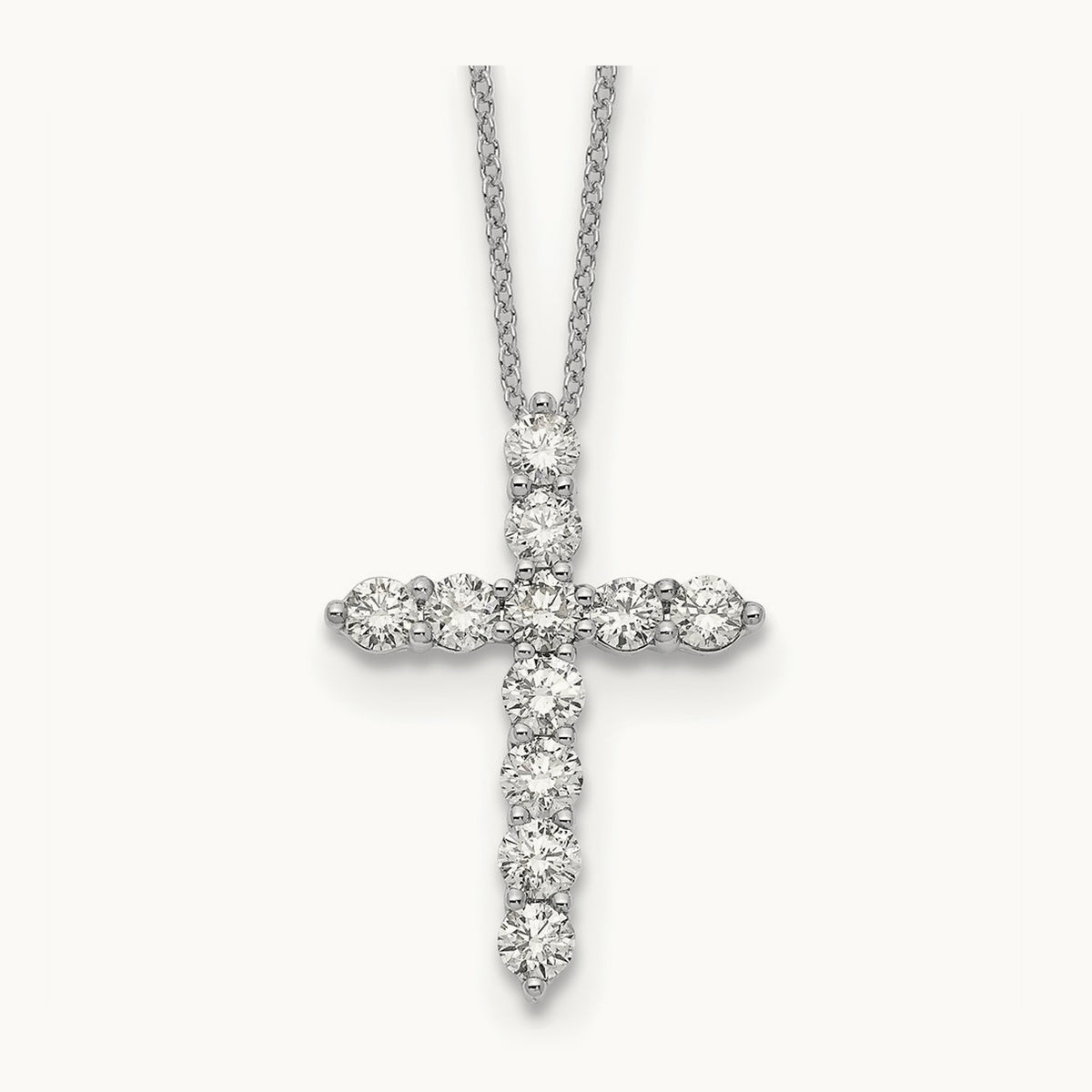 Diamond Cross 18 inch Necklace, 14K White Gold