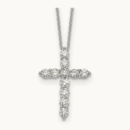 Diamond Cross 18 inch Necklace, 14K White Gold