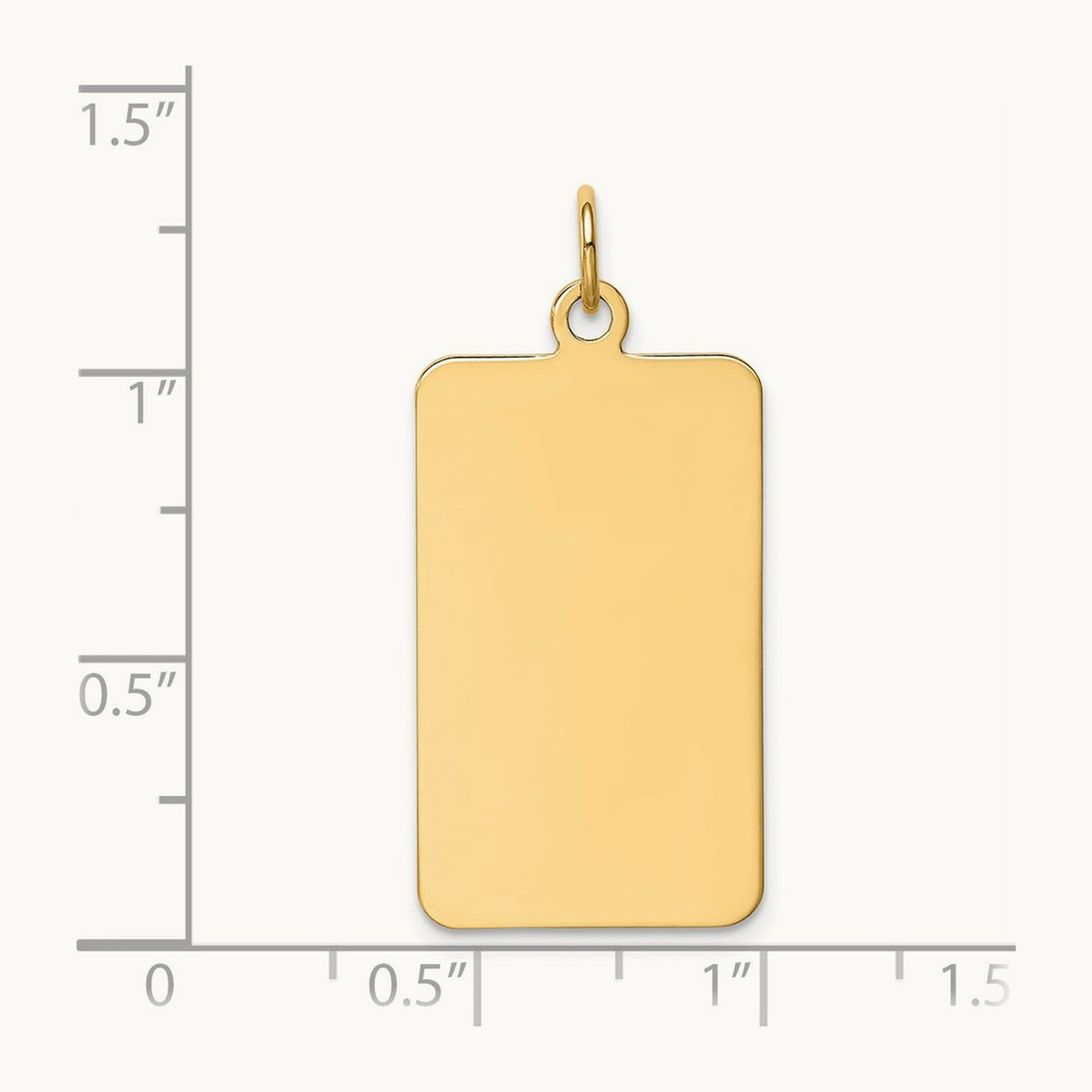 Plain .027 Gauge Rectangular Engravable Disc Charm — 14K Yellow Gold, 32mm