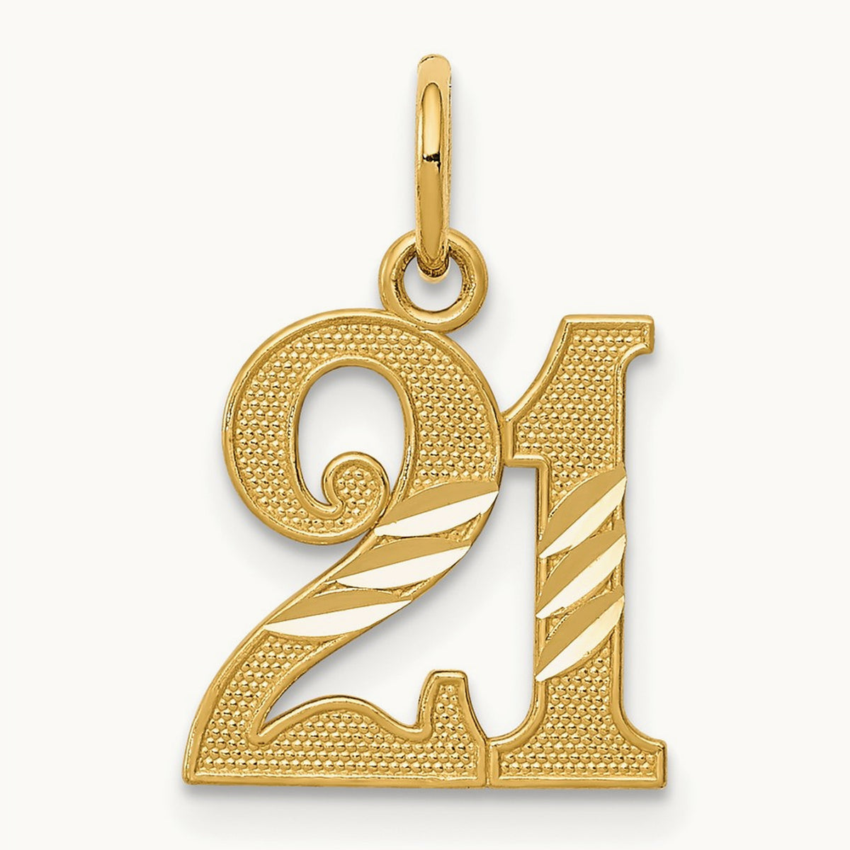 Diamond-cut 21 Pendant, 14K