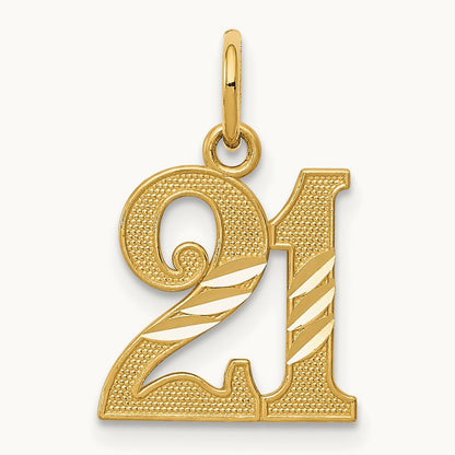 Diamond-cut 21 Pendant, 14K