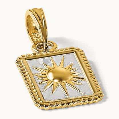 Sun in Frame Pendant, 14K with White Rhodium