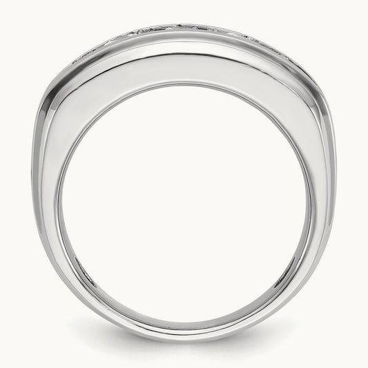 IBGoodman Men's Polished & Grooved Diamond Ring, 14K White Gold