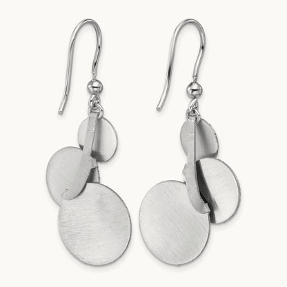 SS RH-plated Radiant Essence Textured Circles Dangle Earrings — Leslie's