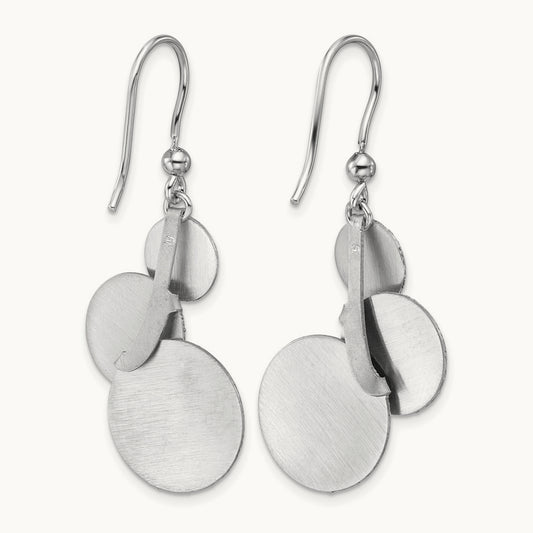 SS RH-plated Radiant Essence Textured Circles Dangle Earrings — Leslie's
