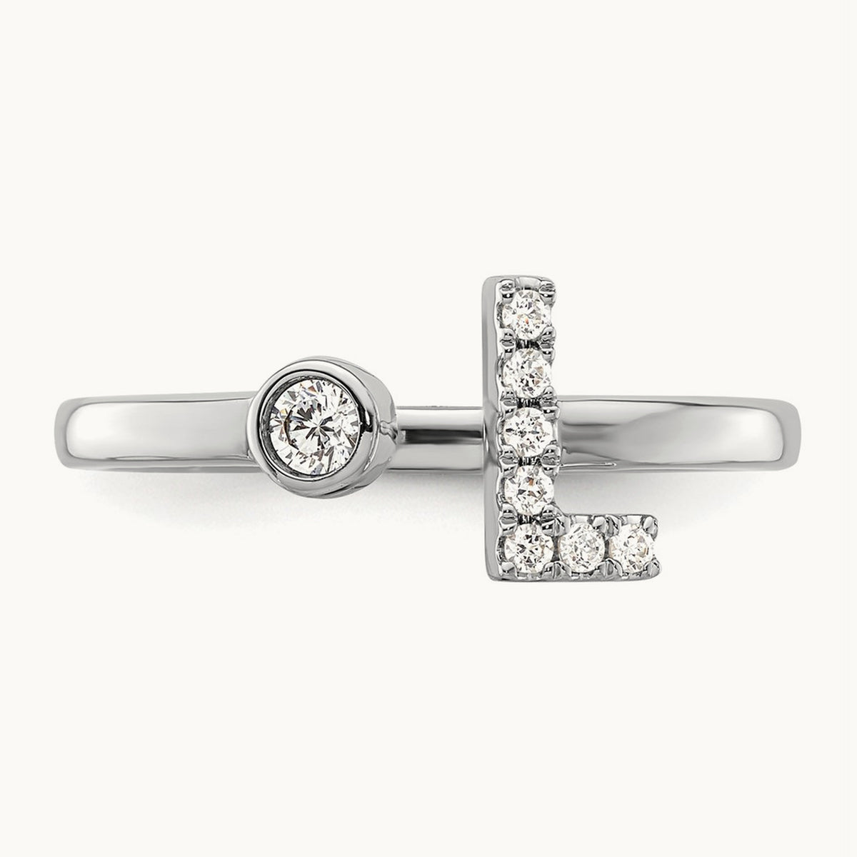Initial L Adjustable Ring, 0.10 ct tw Lab-Grown Diamond