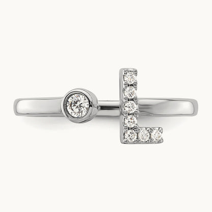 Initial L Adjustable Ring, 0.10 ct tw Lab-Grown Diamond