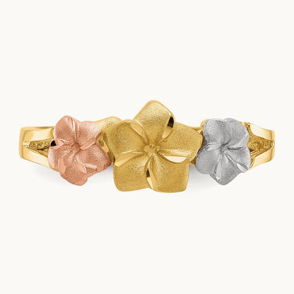 Tri-color Plumeria Ring, 14K