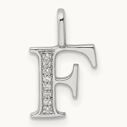 Diamond Letter F Initial Pendant, 14K White Gold
