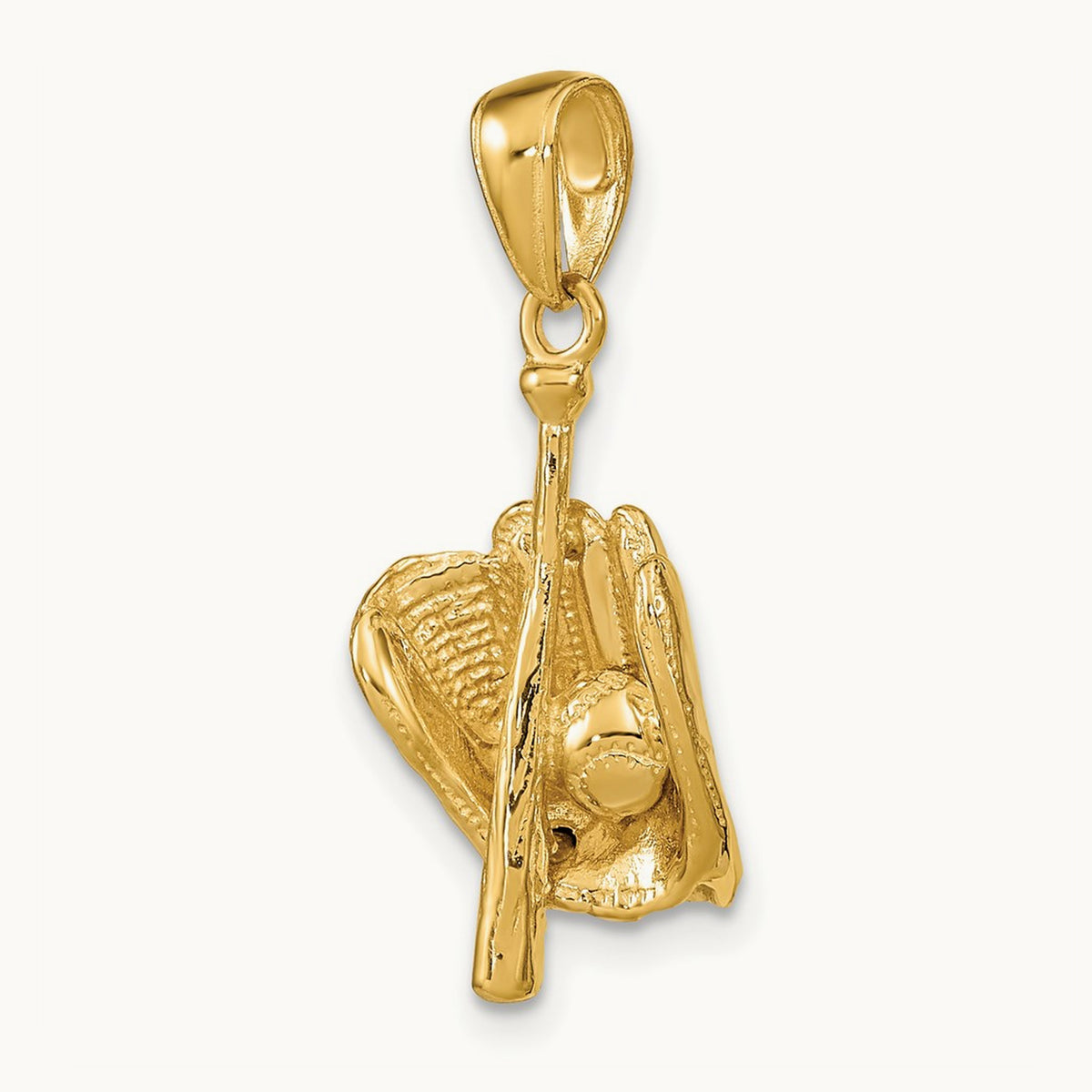Polished 3-D Glove/Bat/Baseball Pendant