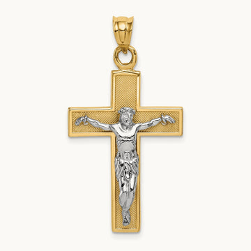 Crucifix Pendant, 14K Two-tone